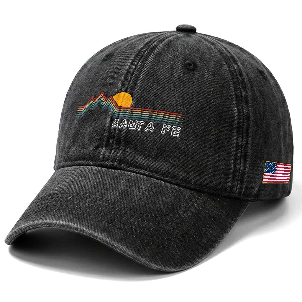 Retro Santa Fe New Mexico Washed Cotton Baseball Cap