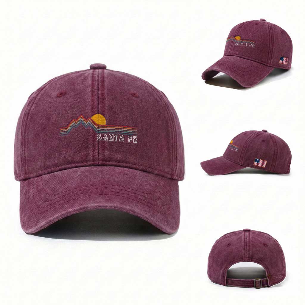 Retro Santa Fe New Mexico Washed Cotton Baseball Cap