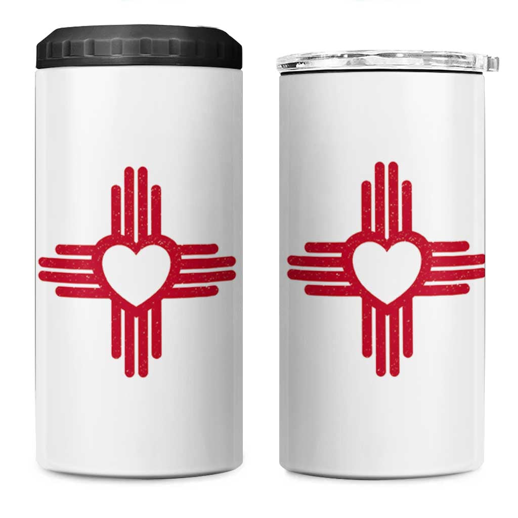 Zia Heart Symbol New Mexico Flag Shirt New Mexican Pride 4 in 1 Can Cooler Tumbler