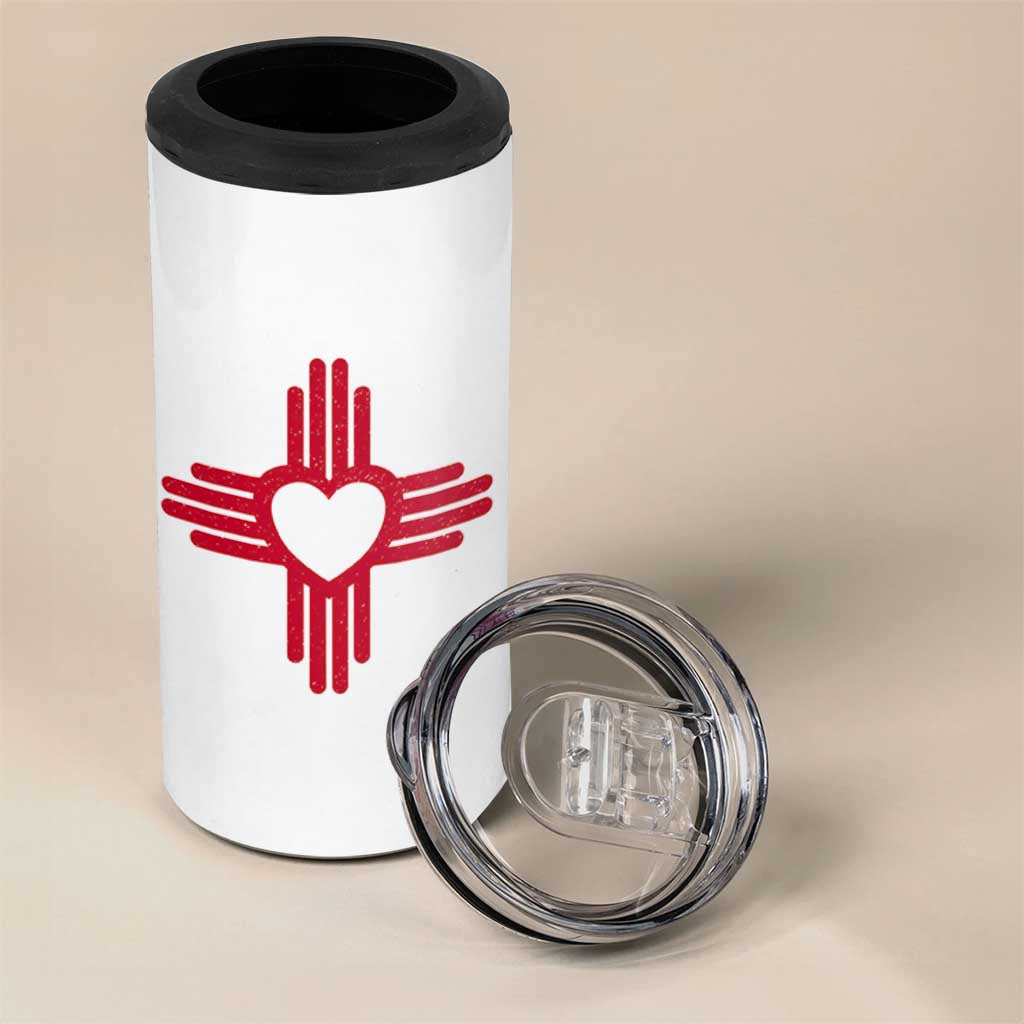 Zia Heart Symbol New Mexico Flag Shirt New Mexican Pride 4 in 1 Can Cooler Tumbler