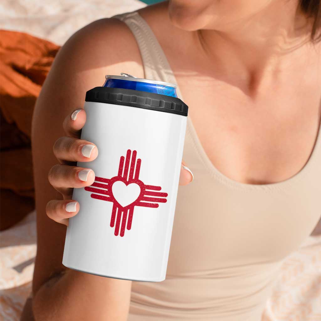 Zia Heart Symbol New Mexico Flag Shirt New Mexican Pride 4 in 1 Can Cooler Tumbler