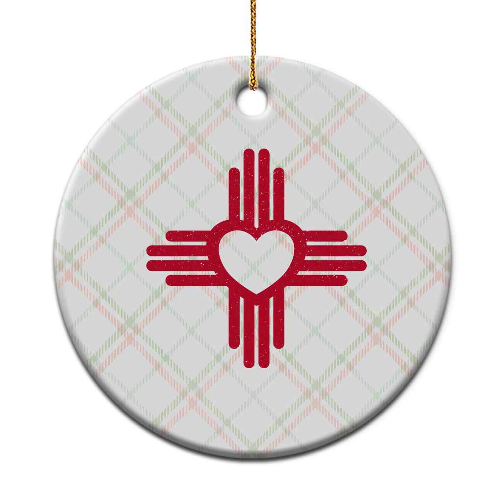 Zia Heart Symbol New Mexico Flag Shirt New Mexican Pride Ceramic Ornament