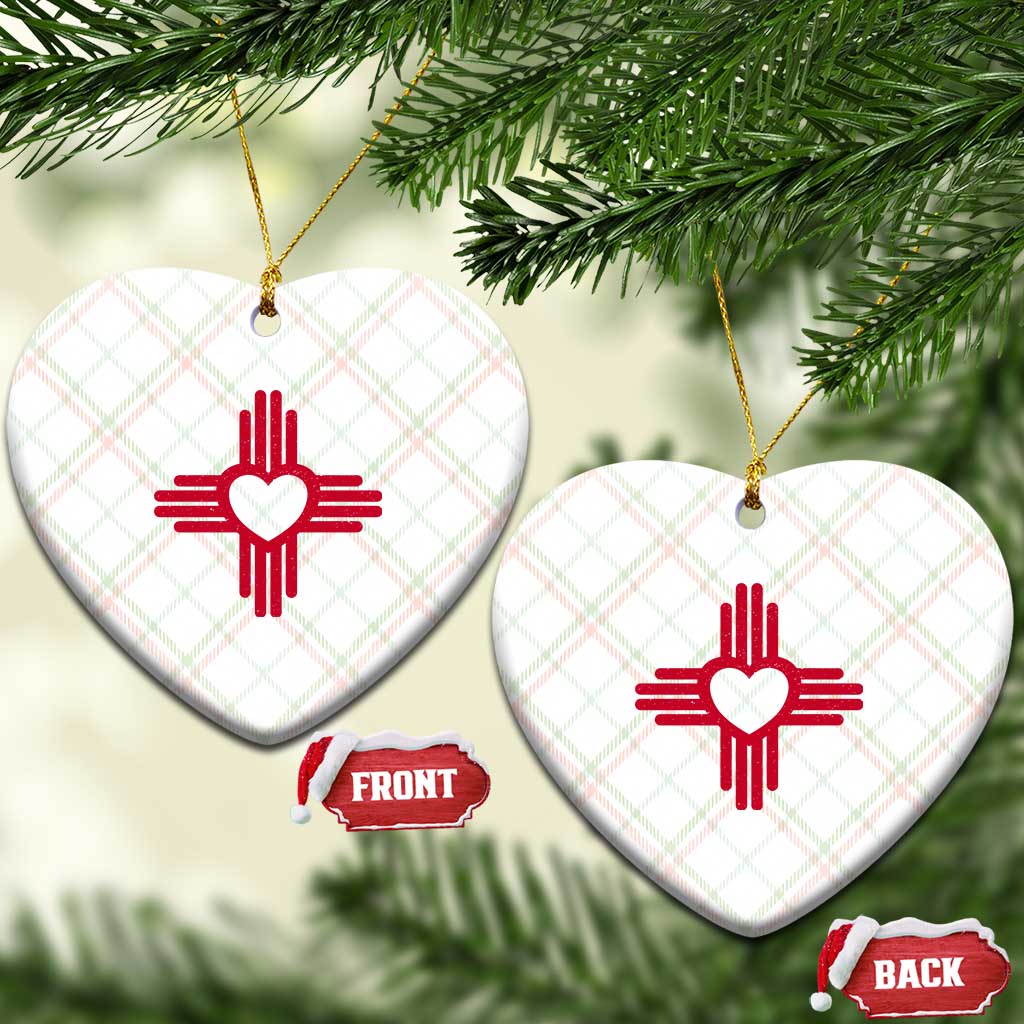 Zia Heart Symbol New Mexico Flag Shirt New Mexican Pride Ceramic Ornament