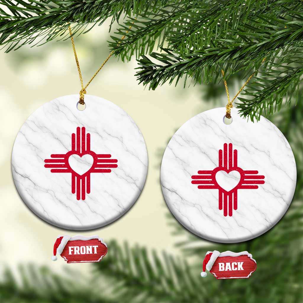 Zia Heart Symbol New Mexico Flag Shirt New Mexican Pride Ceramic Ornament