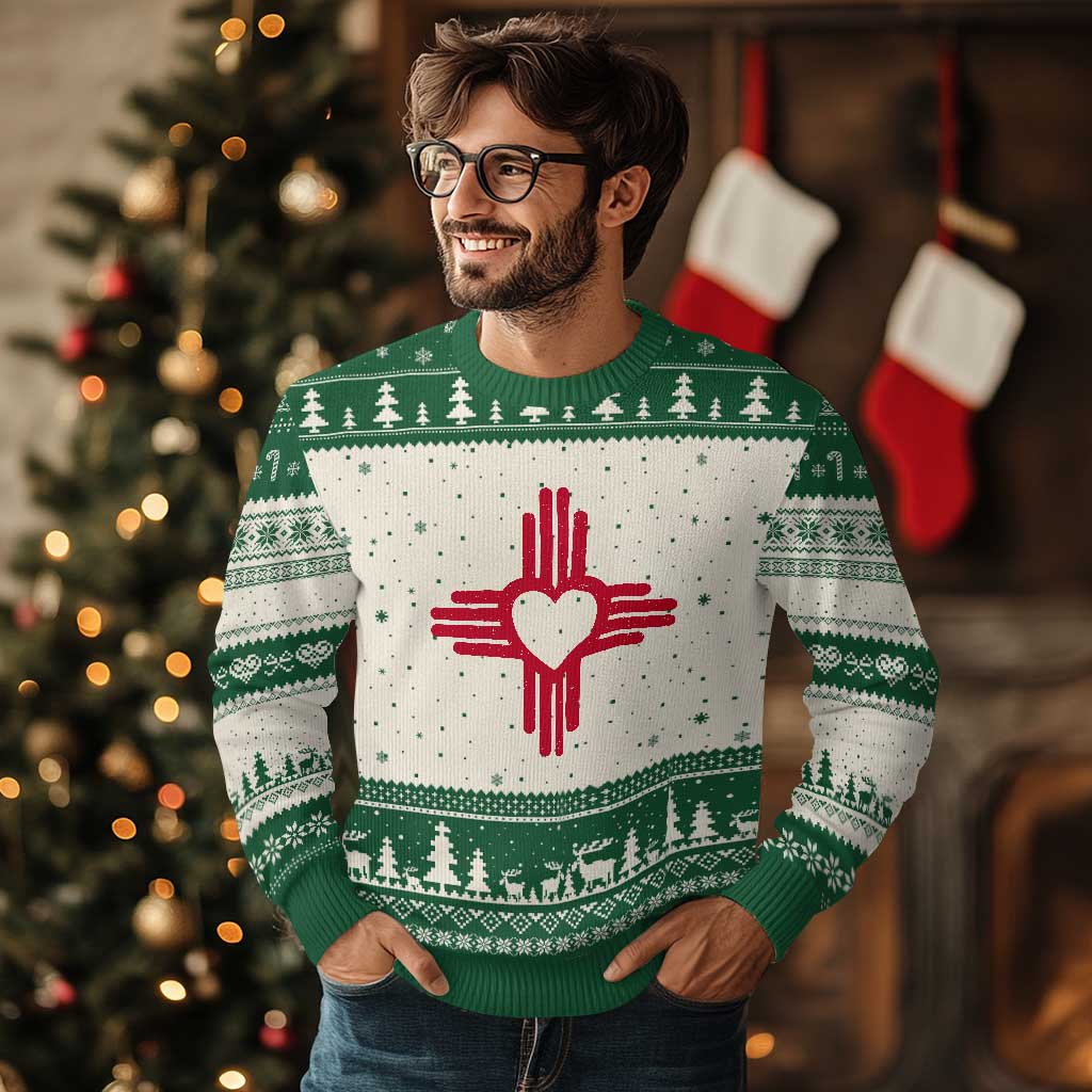 Zia Heart Symbol New Mexico Flag Shirt New Mexican Pride Ugly Christmas Sweater