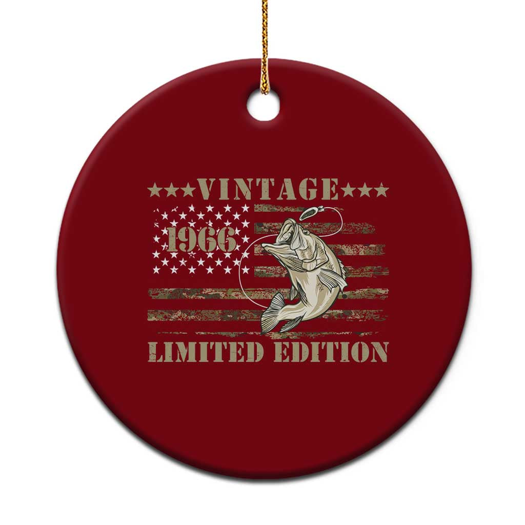 60th Birthday Fishing Vintage 1966 Limited Edition Ceramic Ornament Bass Fishing Camouflage American Flag Fisherman Gift