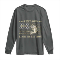60th Birthday Fishing Vintage 1966 Limited Edition Long Sleeve Shirt Bass Fishing Camouflage American Flag Fisherman Gift
