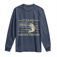 60th Birthday Fishing Vintage 1966 Limited Edition Long Sleeve Shirt Bass Fishing Camouflage American Flag Fisherman Gift