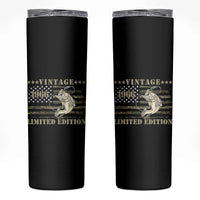 60th Birthday Fishing Vintage 1966 Limited Edition Skinny Tumbler Bass Fishing Camouflage American Flag Fisherman Gift