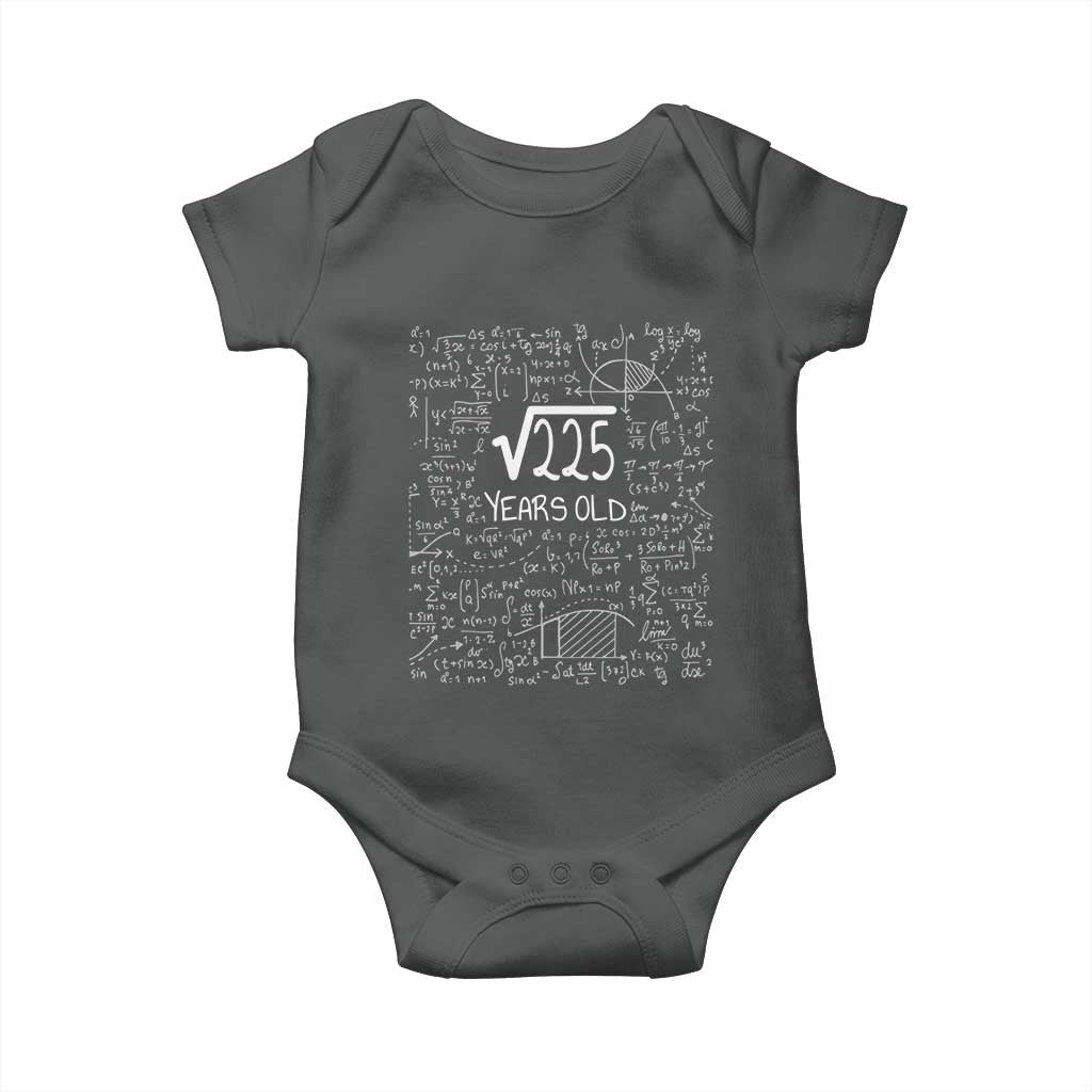 15th Birthday Math Baby Onesie Square Root of 225 Funny Math Nerd 15 Year Old Gift