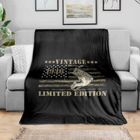 80th Birthday Fishing Vintage 1946 Limited Edition Throw Blanket Bass Fishing Camouflage American Flag Fisherman Gift