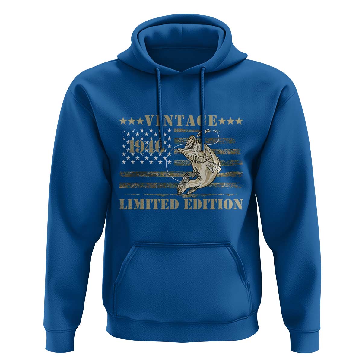 80th Birthday Fishing Vintage 1946 Limited Edition Hoodie Bass Fishing Camouflage American Flag Fisherman Gift