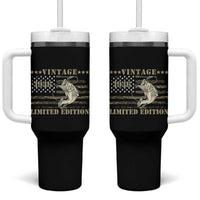 80th Birthday Fishing Vintage 1946 Limited Edition Tumbler With Handle Bass Fishing Camouflage American Flag Fisherman Gift