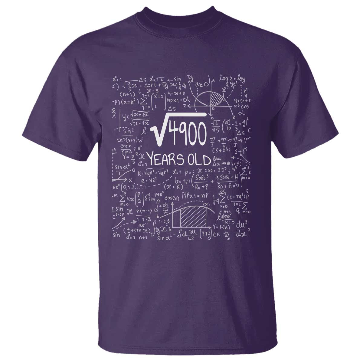 70th Birthday Math T Shirt Square Root of 4900 Funny Math Nerd 70 Year Old Gift