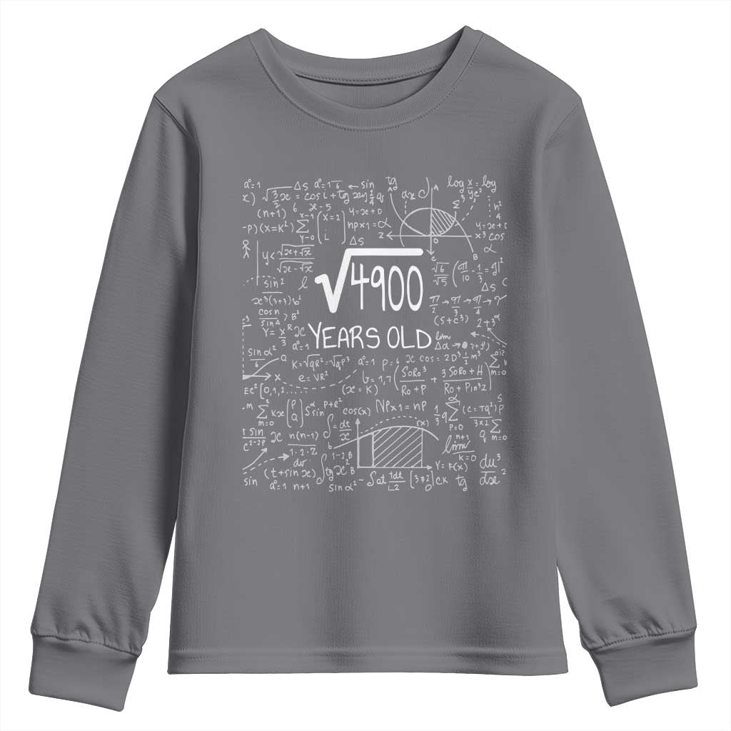 70th Birthday Math Youth Sweatshirt Square Root of 4900 Funny Math Nerd 70 Year Old Gift