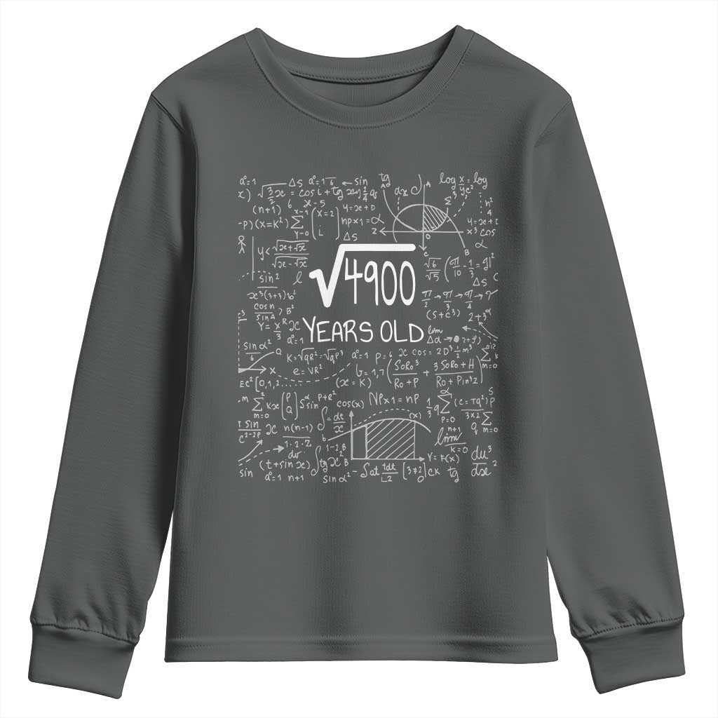 70th Birthday Math Youth Sweatshirt Square Root of 4900 Funny Math Nerd 70 Year Old Gift