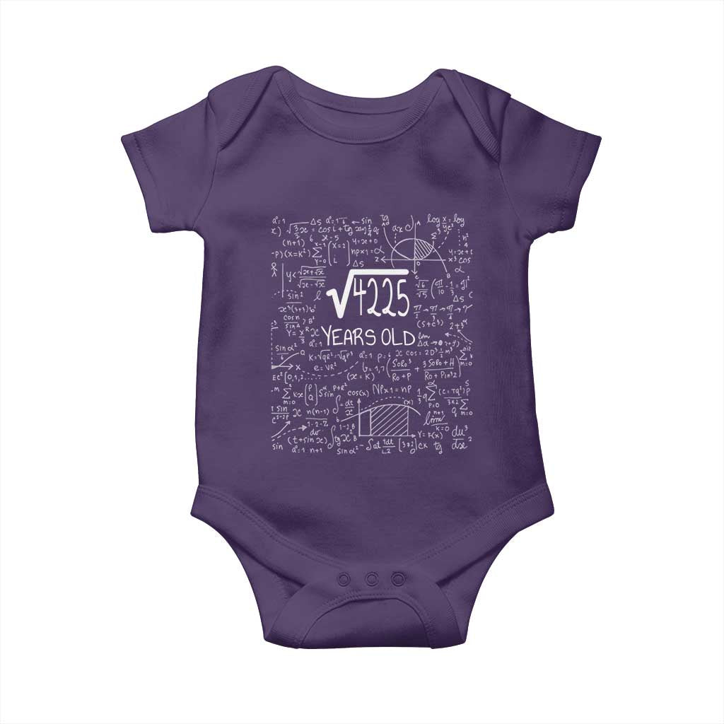 65th Birthday Math Baby Onesie Square Root of 4225 Funny Math Nerd 65 Year Old Gift