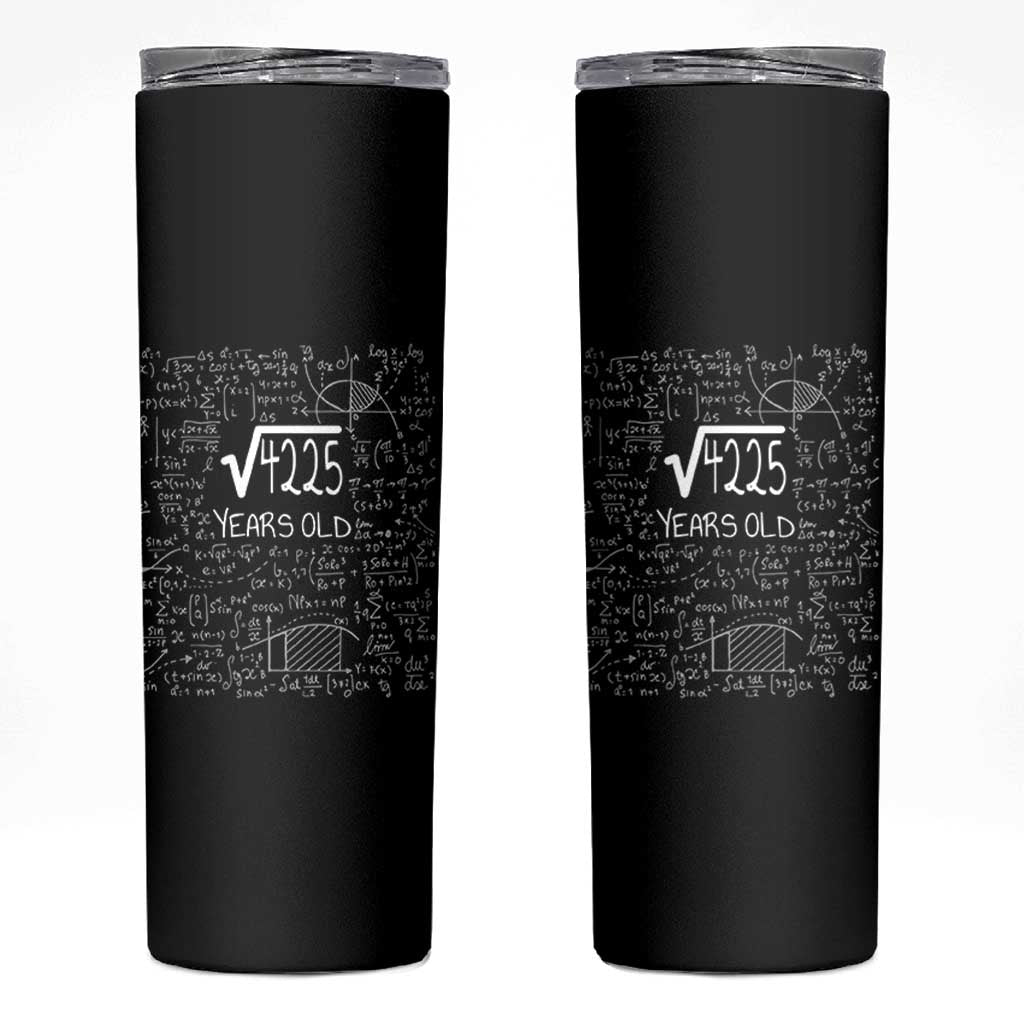 65th Birthday Math Skinny Tumbler Square Root of 4225 Funny Math Nerd 65 Year Old Gift