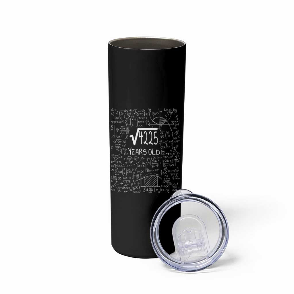 65th Birthday Math Skinny Tumbler Square Root of 4225 Funny Math Nerd 65 Year Old Gift
