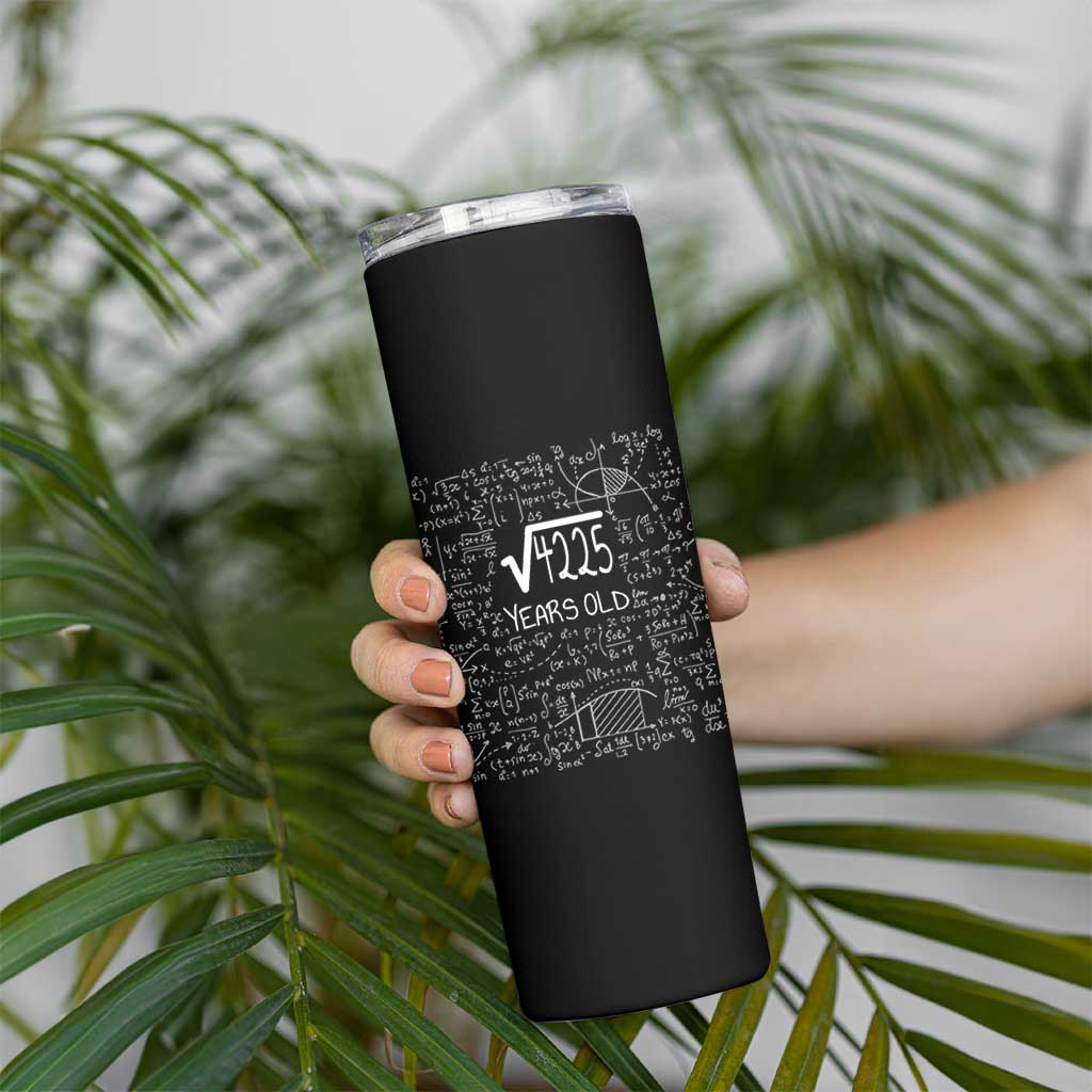 65th Birthday Math Skinny Tumbler Square Root of 4225 Funny Math Nerd 65 Year Old Gift
