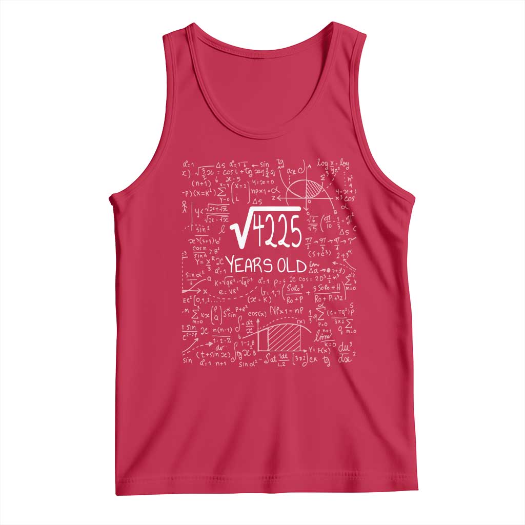 65th Birthday Math Tank Top Square Root of 4225 Funny Math Nerd 65 Year Old Gift