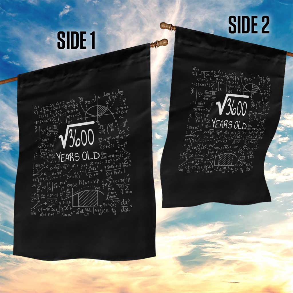 60th Birthday Math Garden Flag Square Root of 3600 Funny Math Nerd 60 Year Old Gift