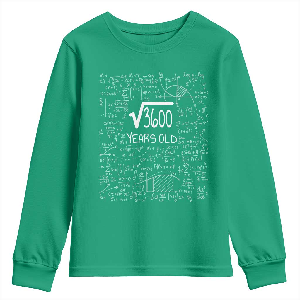60th Birthday Math Youth Sweatshirt Square Root of 3600 Funny Math Nerd 60 Year Old Gift
