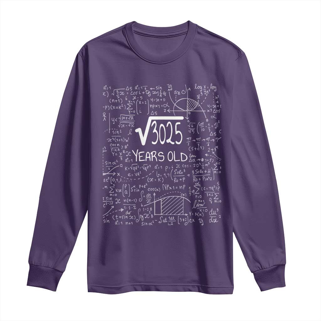 55th Birthday Math Long Sleeve Shirt Square Root of 3025 Funny Math Nerd 55 Year Old Gift
