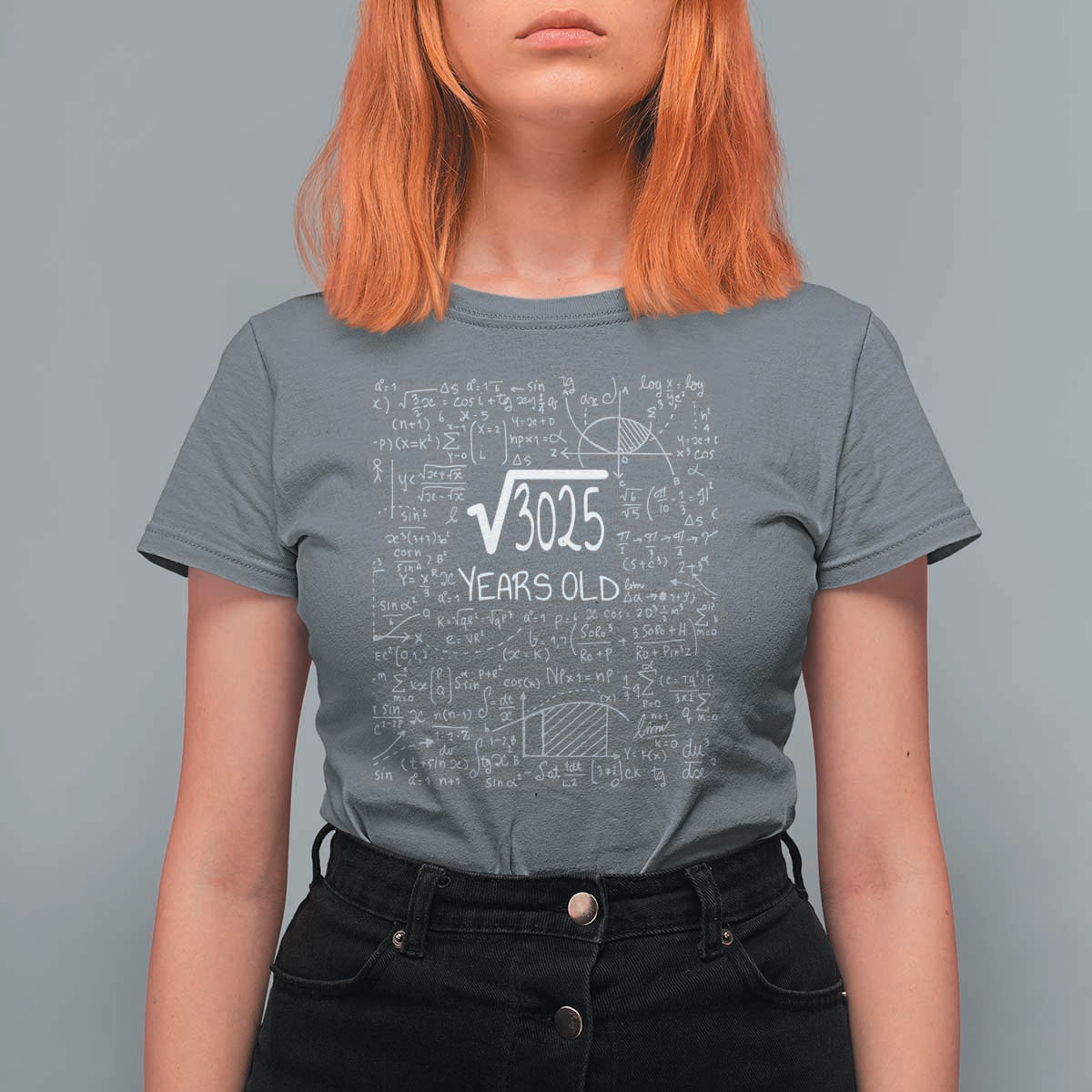 55th Birthday Math T Shirt For Women Square Root of 3025 Funny Math Nerd 55 Year Old Gift