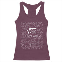 50th Birthday Math Racerback Tank Top Square Root of 2500 Funny Math Nerd 50 Year Old Gift