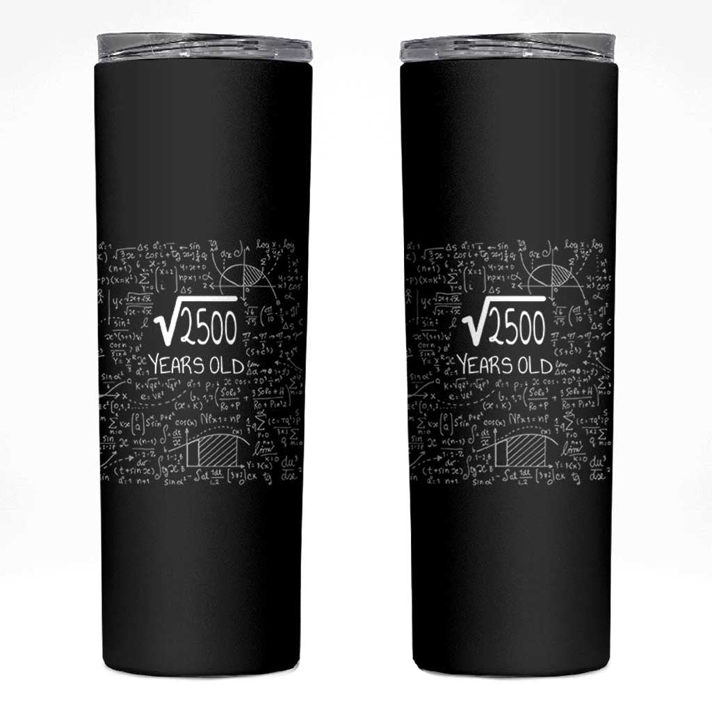 50th Birthday Math Skinny Tumbler Square Root of 2500 Funny Math Nerd 50 Year Old Gift