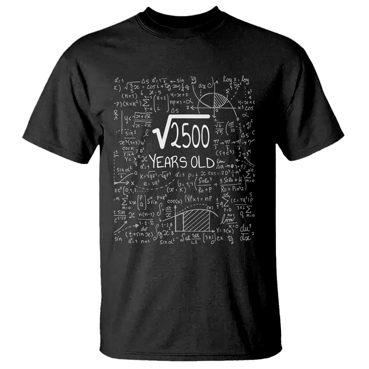 50th Birthday Math T Shirt Square Root of 2500 Funny Math Nerd 50 Year Old Gift