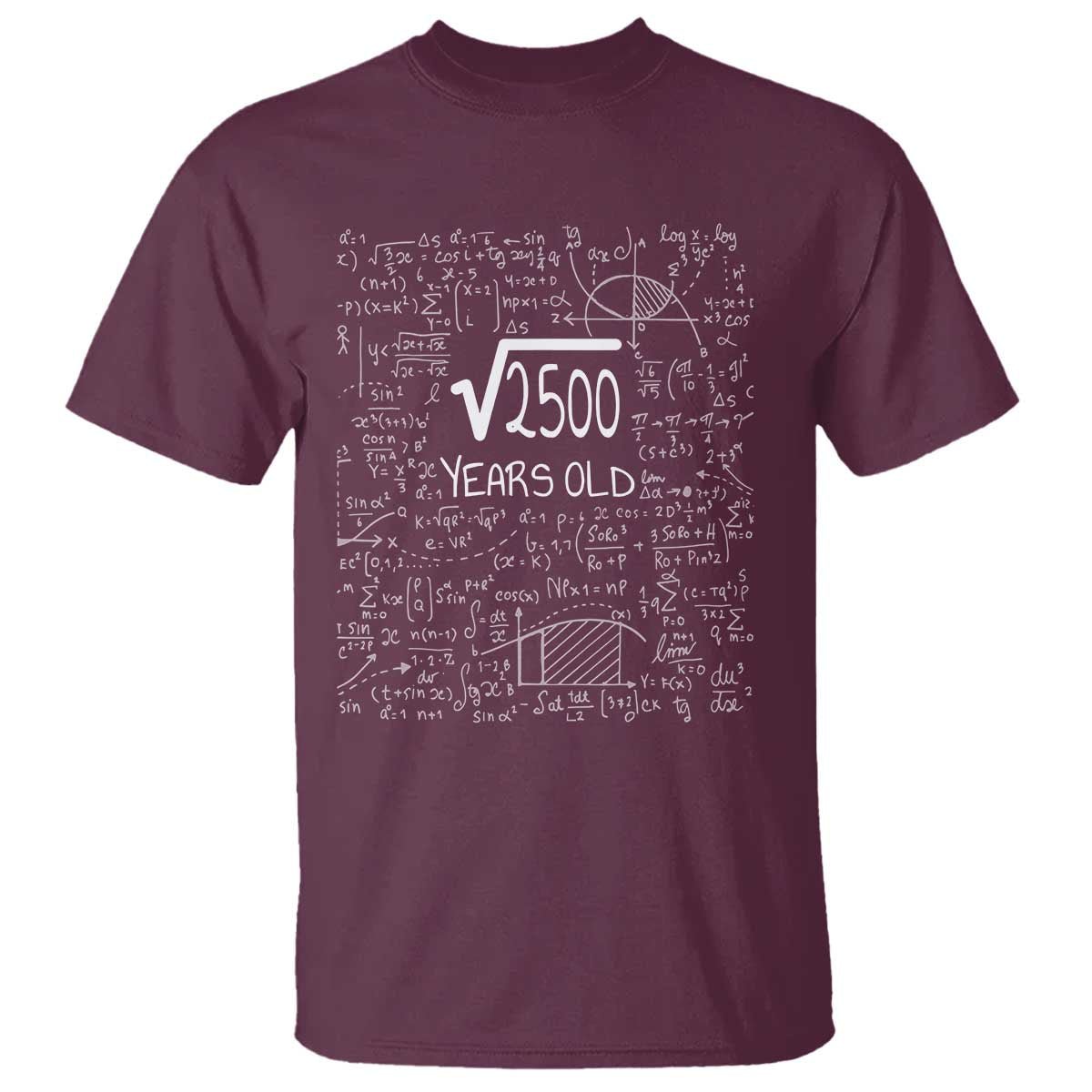 50th Birthday Math T Shirt Square Root of 2500 Funny Math Nerd 50 Year Old Gift