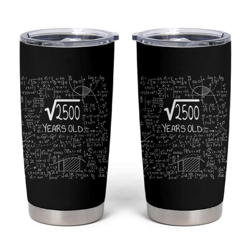 50th Birthday Math Tumbler Cup Square Root of 2500 Funny Math Nerd 50 Year Old Gift