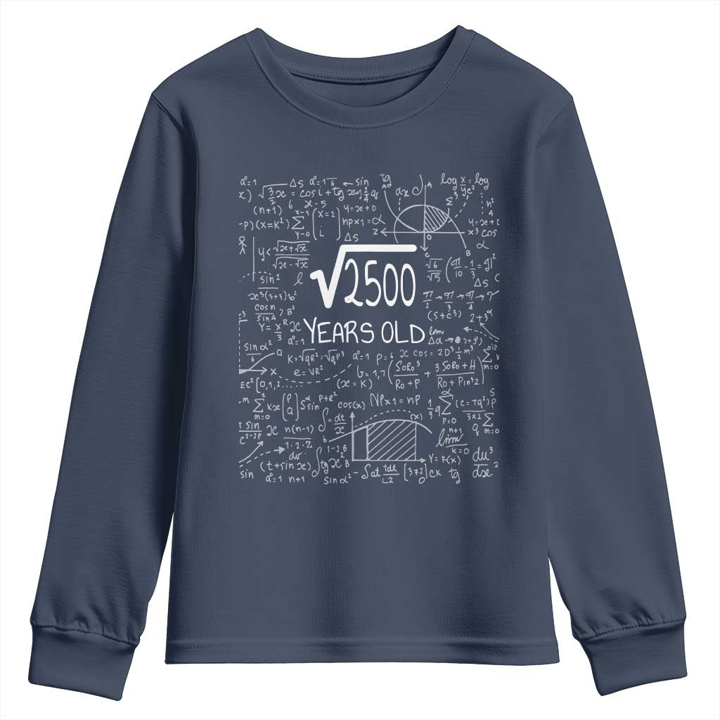 50th Birthday Math Youth Sweatshirt Square Root of 2500 Funny Math Nerd 50 Year Old Gift