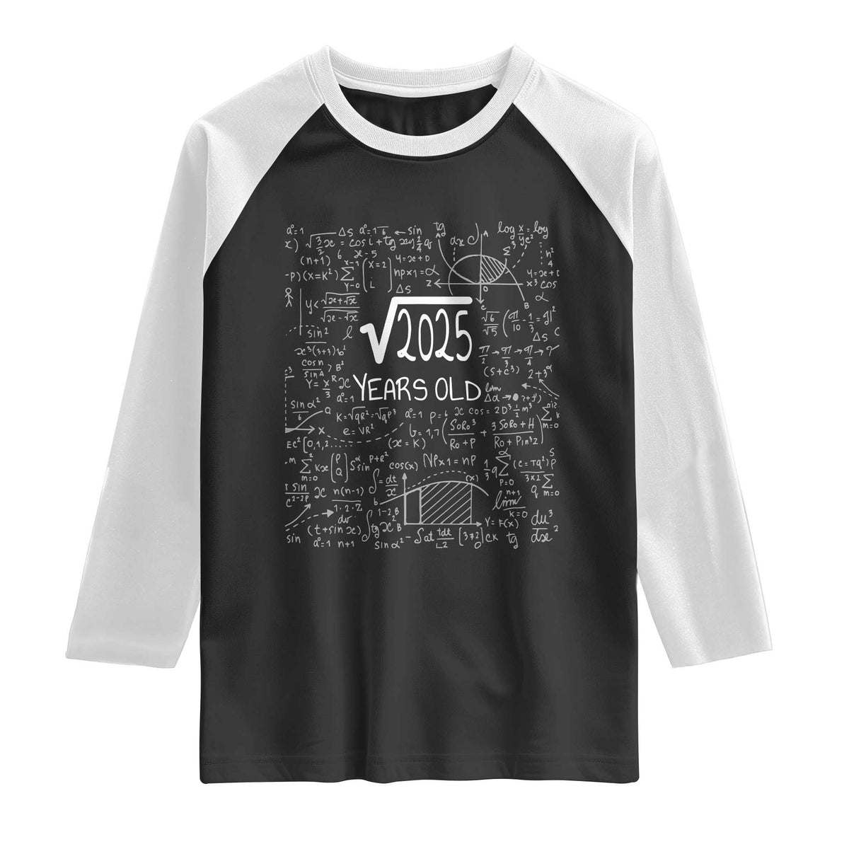 45th Birthday Math Raglan Shirt Square Root of 2025 Funny Math Nerd 45 Year Old Gift