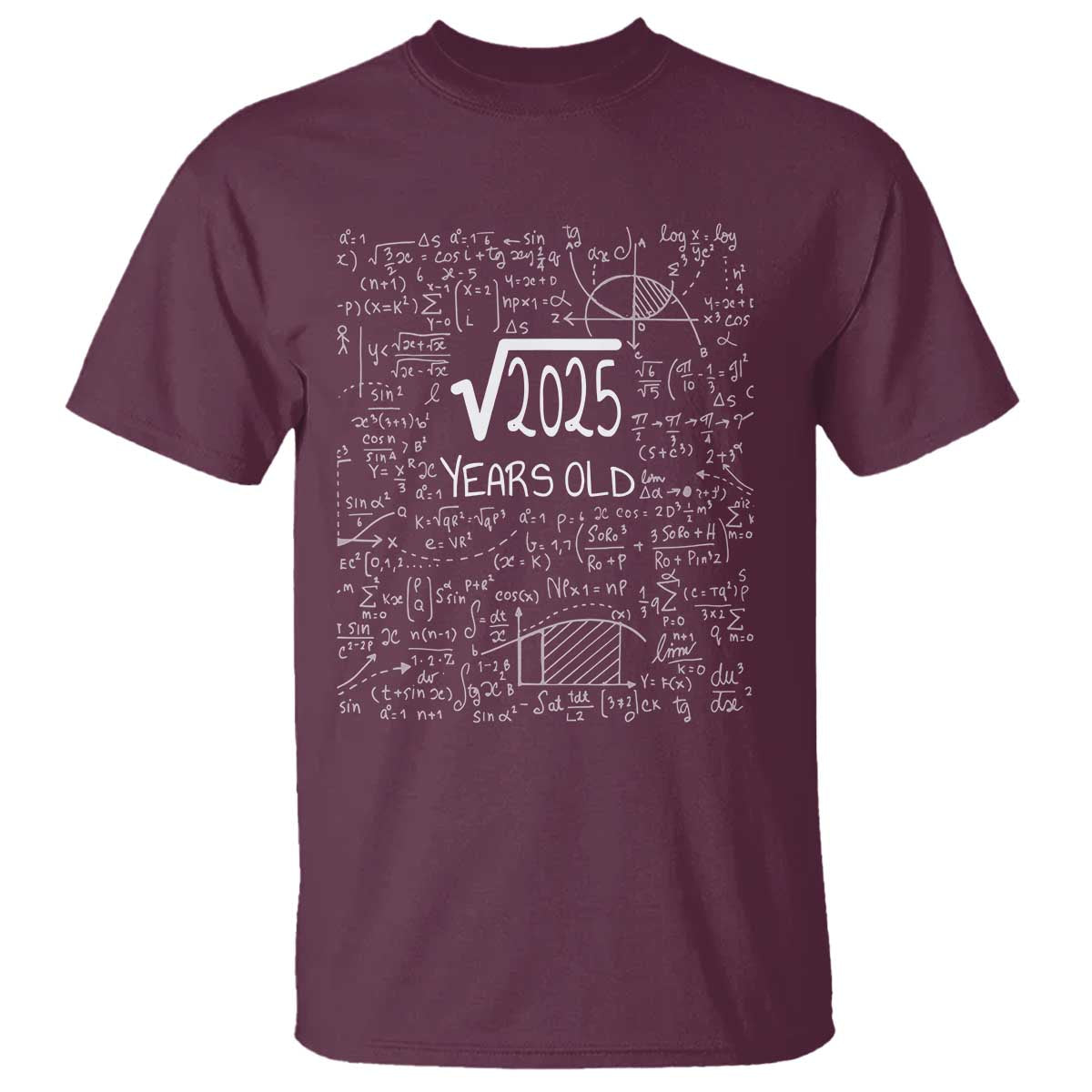 45th Birthday Math T Shirt Square Root of 2025 Funny Math Nerd 45 Year Old Gift
