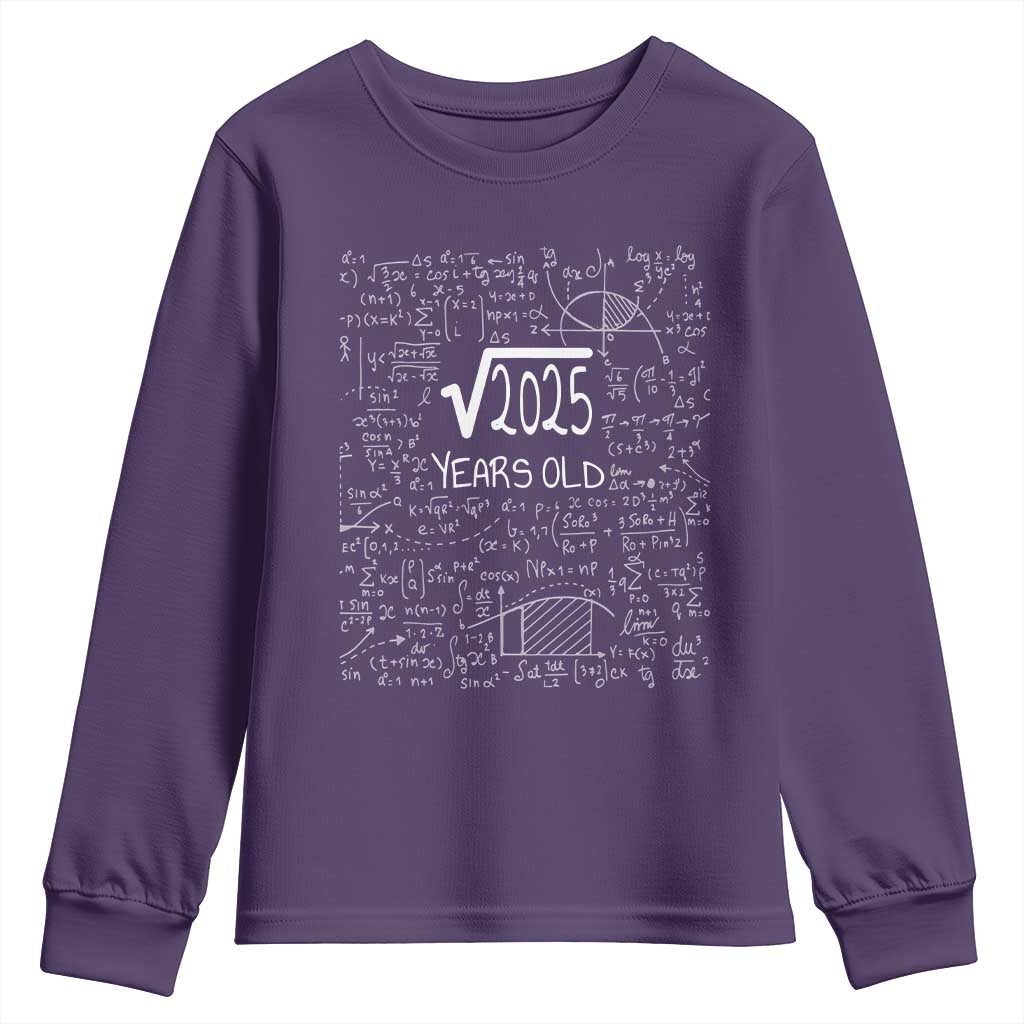 45th Birthday Math Youth Sweatshirt Square Root of 2025 Funny Math Nerd 45 Year Old Gift
