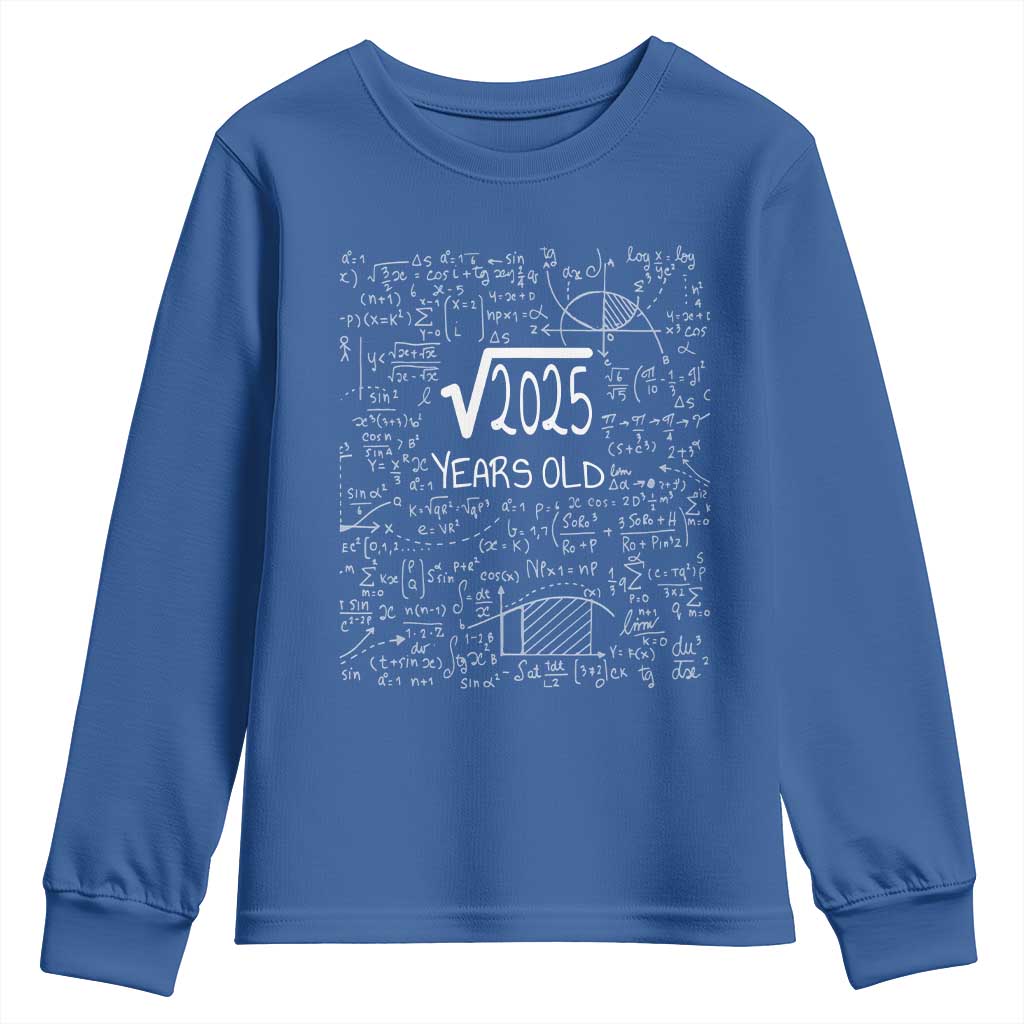 45th Birthday Math Youth Sweatshirt Square Root of 2025 Funny Math Nerd 45 Year Old Gift