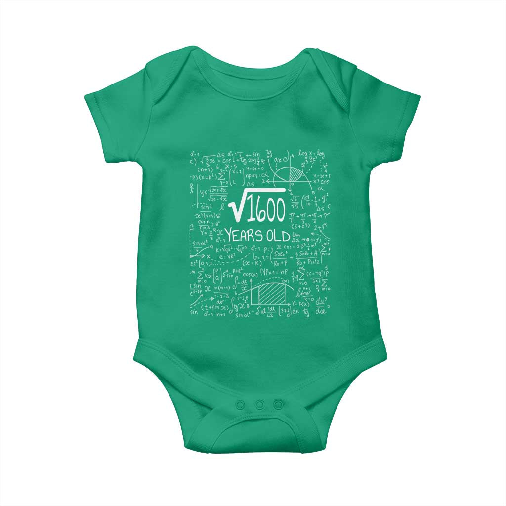 40th Birthday Math Baby Onesie Square Root of 1600 Funny Math Nerd 40 Year Old Gift