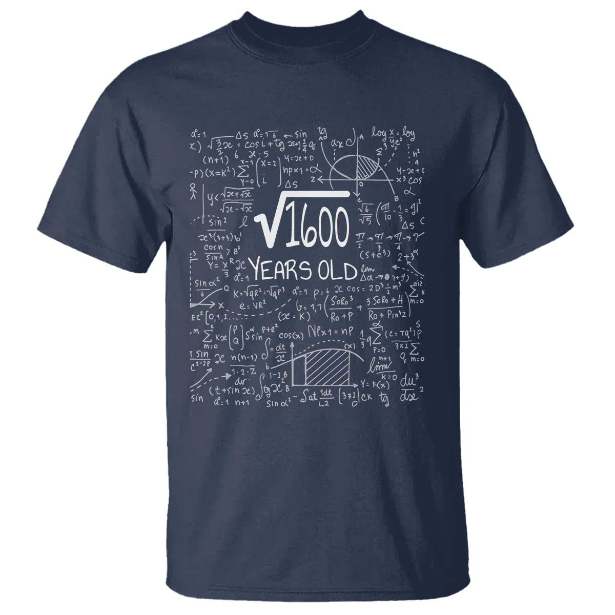 40th Birthday Math T Shirt Square Root of 1600 Funny Math Nerd 40 Year Old Gift