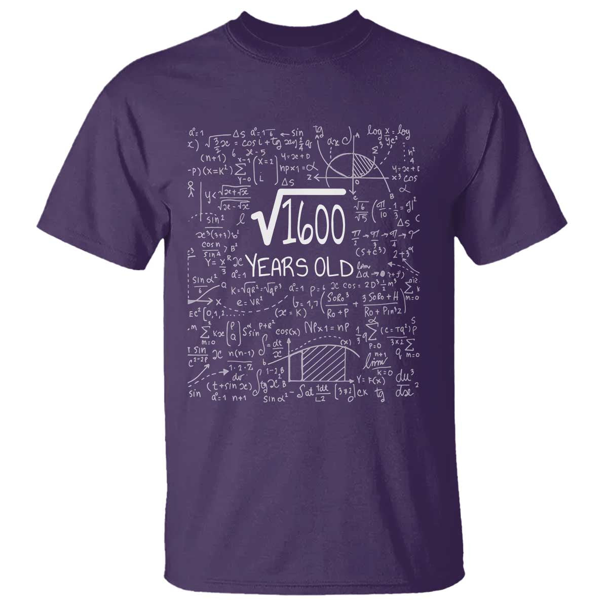 40th Birthday Math T Shirt Square Root of 1600 Funny Math Nerd 40 Year Old Gift