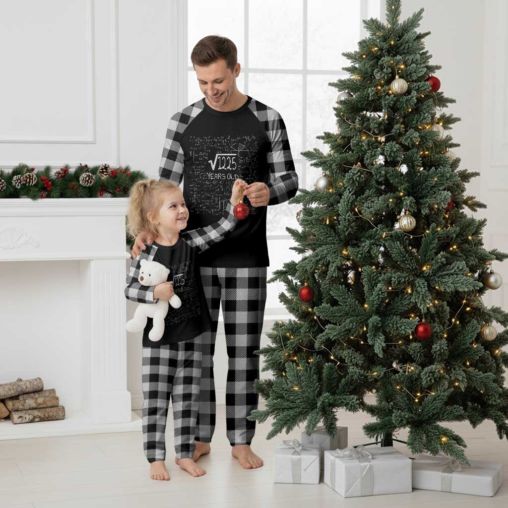 35th Birthday Math Plaid Pajama Set Square Root of 1225 Funny Math Nerd 35 Year Old Gift