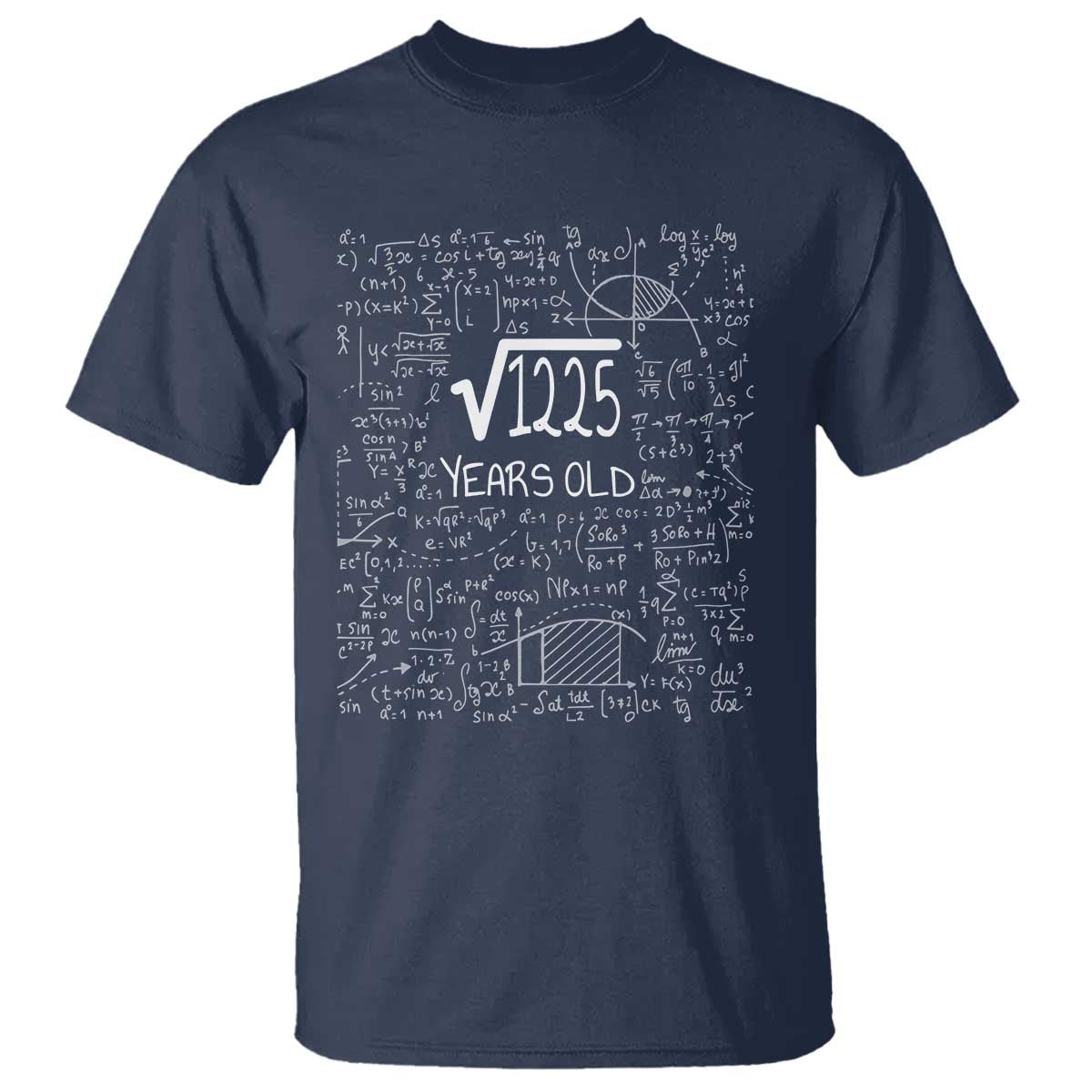 35th Birthday Math T Shirt Square Root of 1225 Funny Math Nerd 35 Year Old Gift