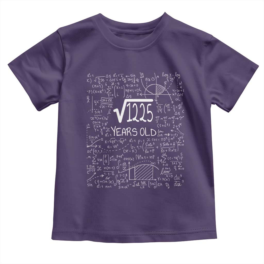 35th Birthday Math Toddler T Shirt Square Root of 1225 Funny Math Nerd 35 Year Old Gift