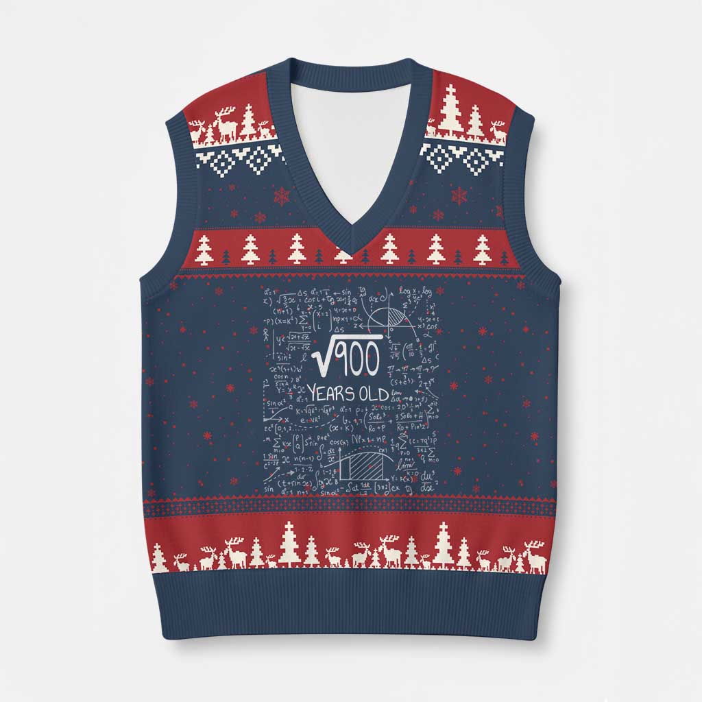 30th Birthday Math V-Neck Knit Sweater Vest Square Root of 900 Funny Math Nerd 30 Year Old Gift