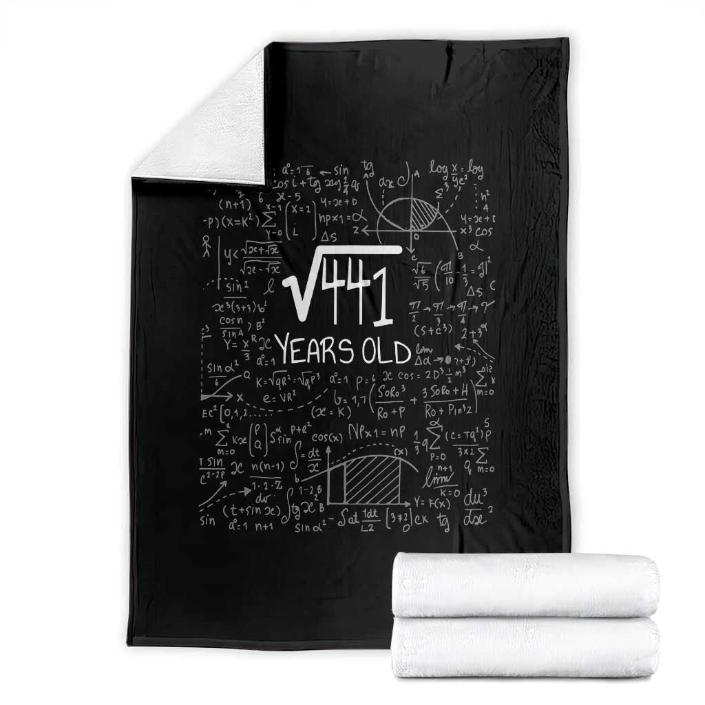 21st Birthday Math Throw Blanket Square Root of 441 Funny Math Nerd 21 Year Old Gift