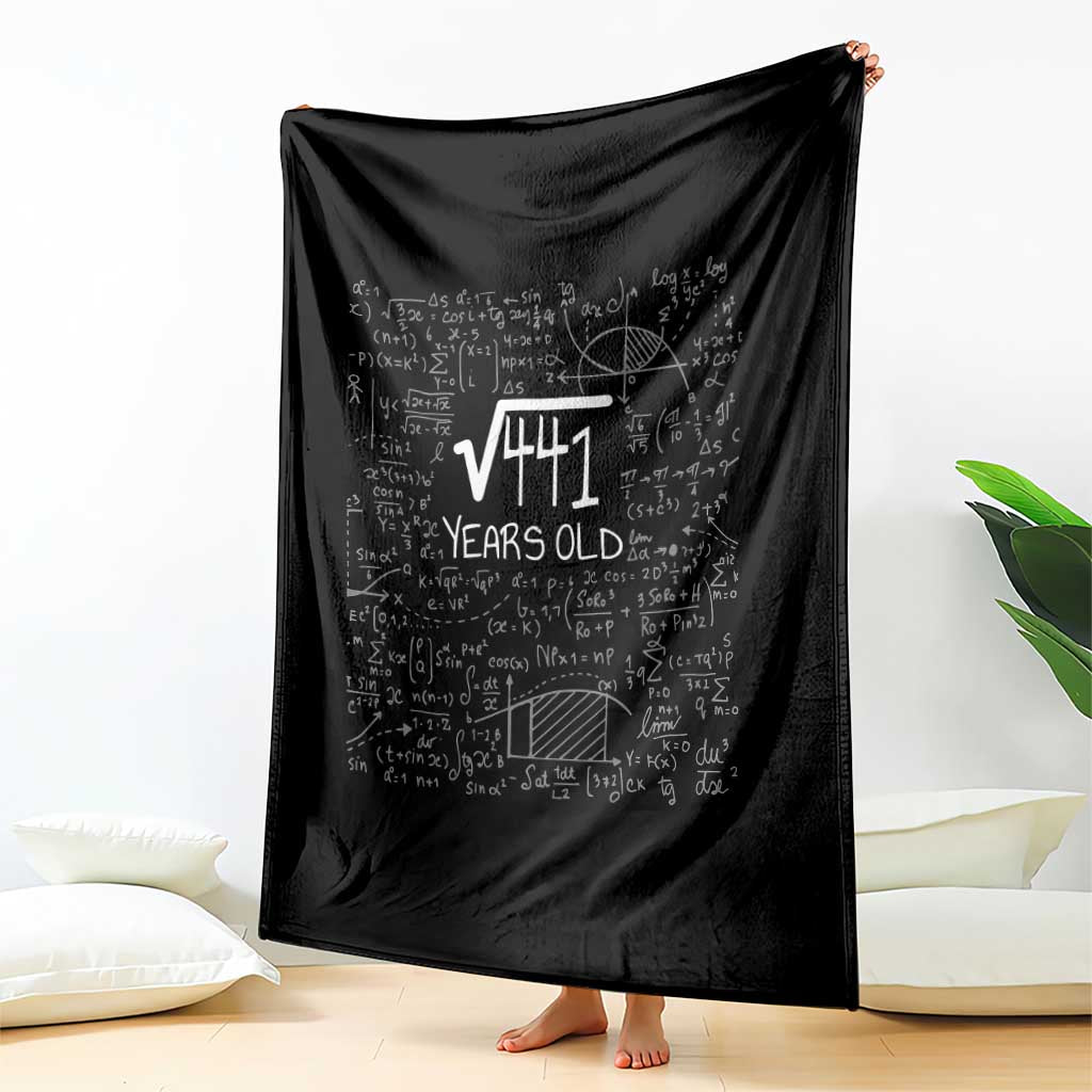 21st Birthday Math Throw Blanket Square Root of 441 Funny Math Nerd 21 Year Old Gift