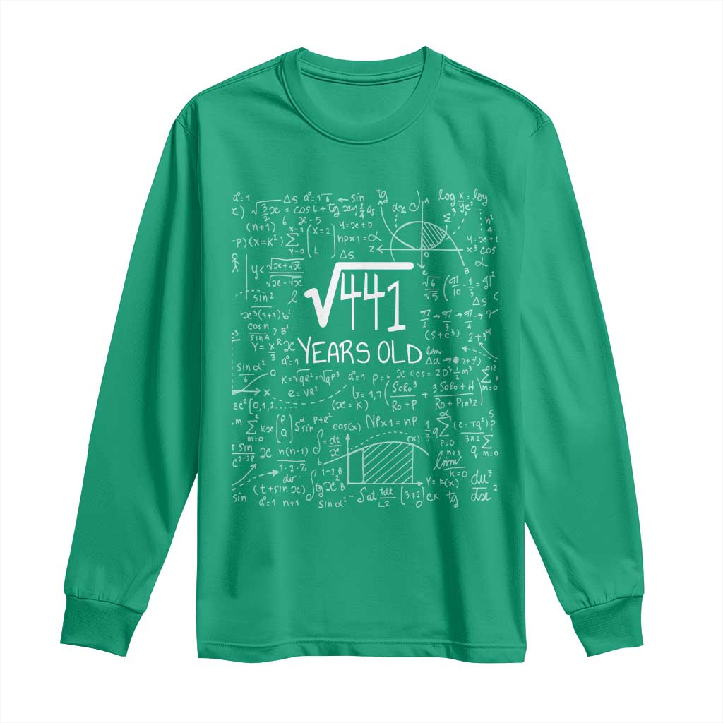 21st Birthday Math Long Sleeve Shirt Square Root of 441 Funny Math Nerd 21 Year Old Gift
