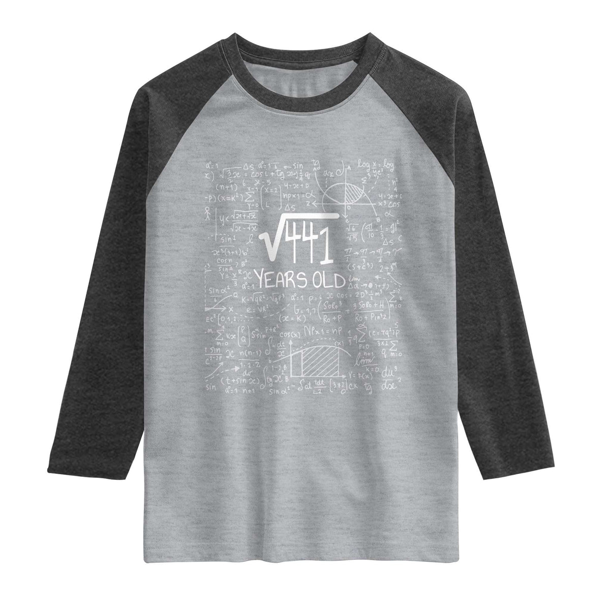 21st Birthday Math Raglan Shirt Square Root of 441 Funny Math Nerd 21 Year Old Gift